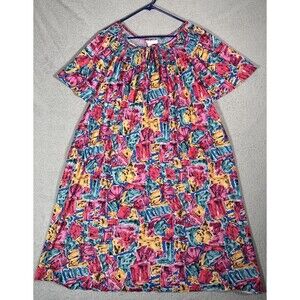 Just For Women Muumuu Women’s Size 3X Red Abstract House Dress Retro Night Gown